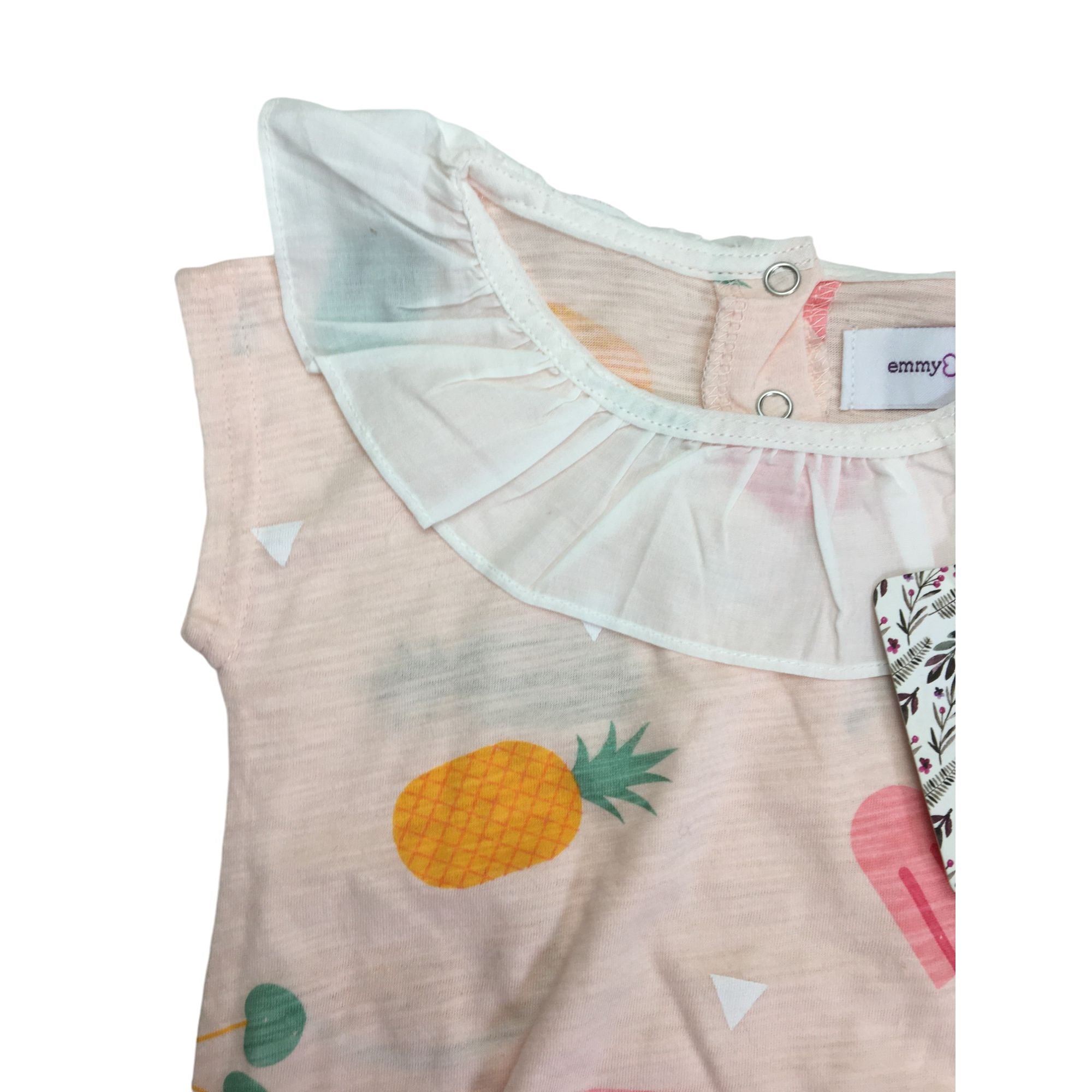 3M Pale Pink Pastel Collard Fruit Romper - Emmy & Belle