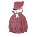 6M Red & White Checked Strappy Romper & Hat - Emmy & Belle