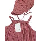 12M Red & White Checked Strappy Romper & Hat - Emmy & Belle