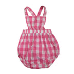 9M Pink & White Check Pinafore Romper - Emmy & Belle