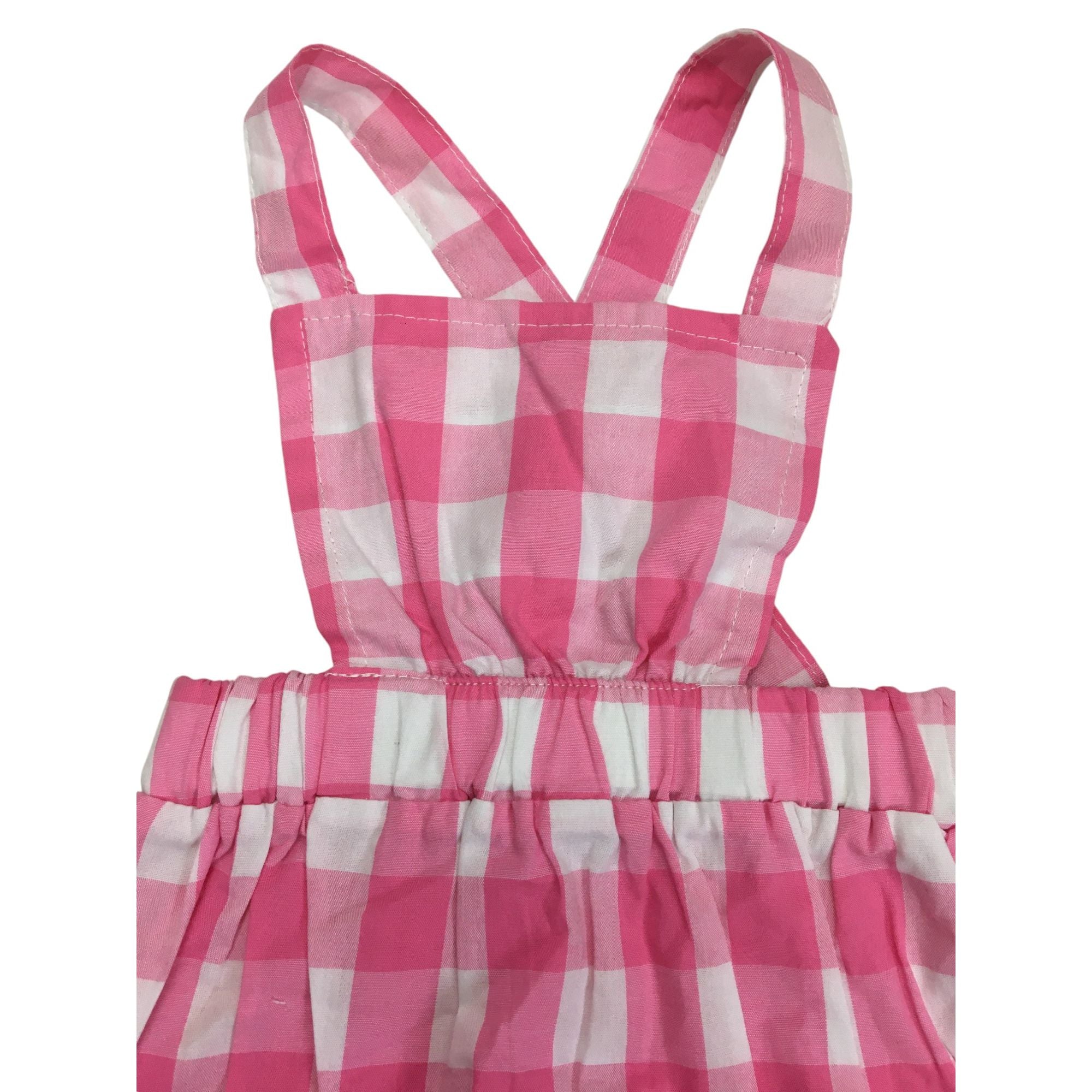 9M Pink & White Check Pinafore Romper - Emmy & Belle