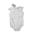 6M White Cotton Scalloped Collar Romper - Emmy & Belle
