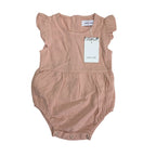 Newborn Peach-Pink Ruffle Sleeve Texture Romper - Emmy & Belle
