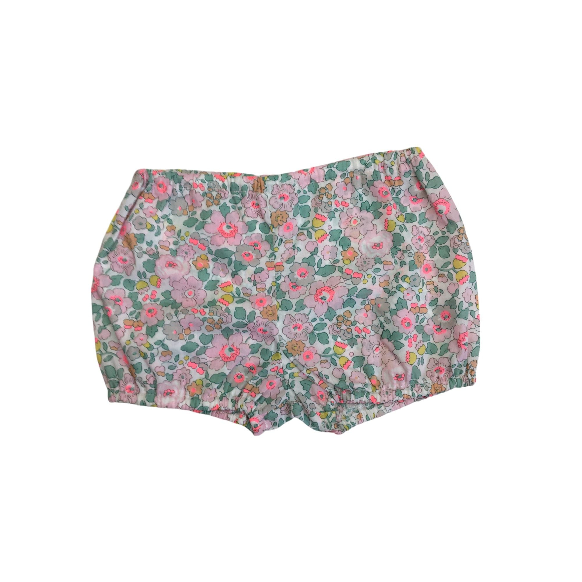 6-12 M White & Neon Pastel Floral Bloomer - Emmy & Belle