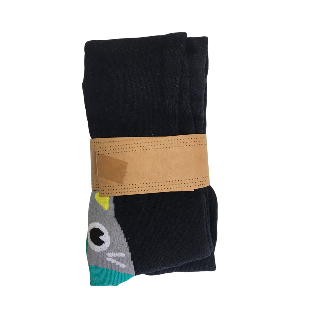 2-3Y Black Cat Heel-toe Stockings - Emmy & Belle
