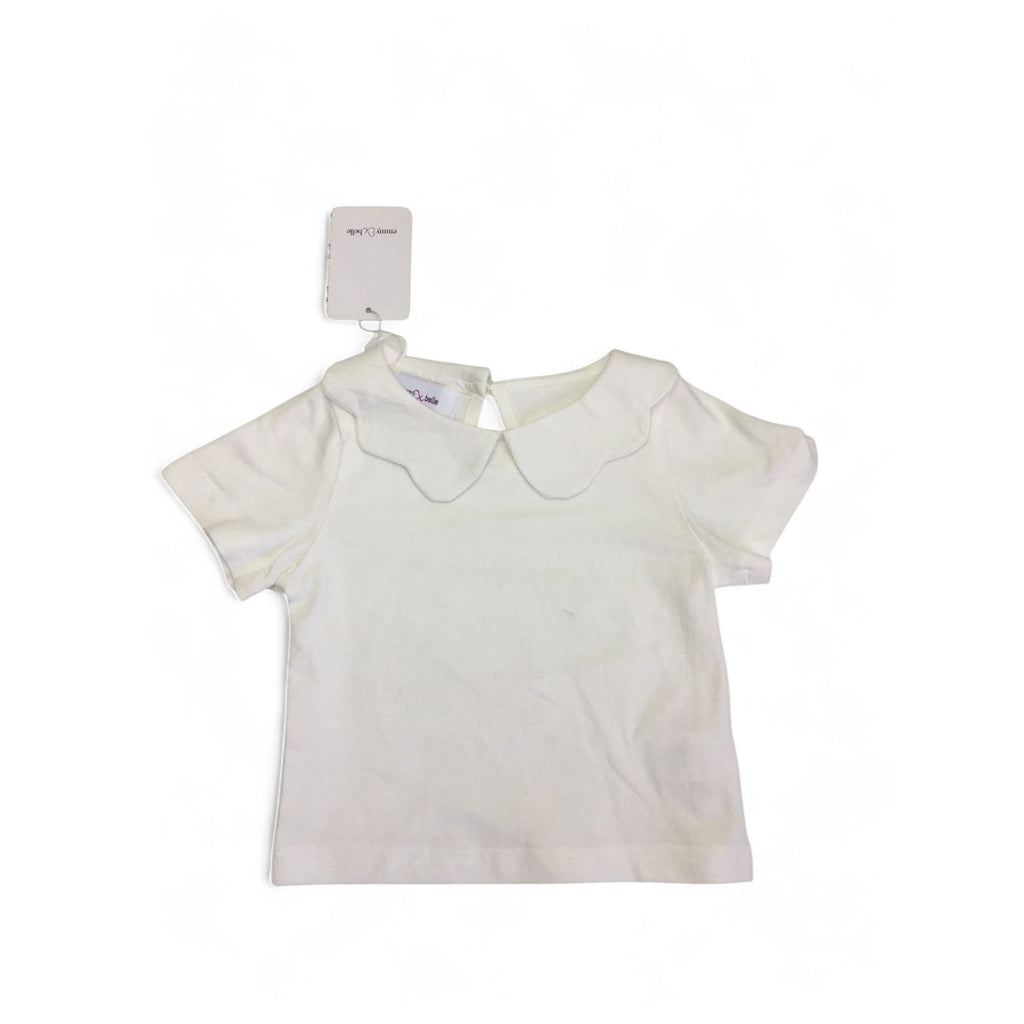 6-12M Cream Scalloped Peter Pan Collar Top - Emmy & Belle
