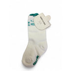 12-30M White & Green Cat Detail Non-Slip Sock - Emmy & Belle
