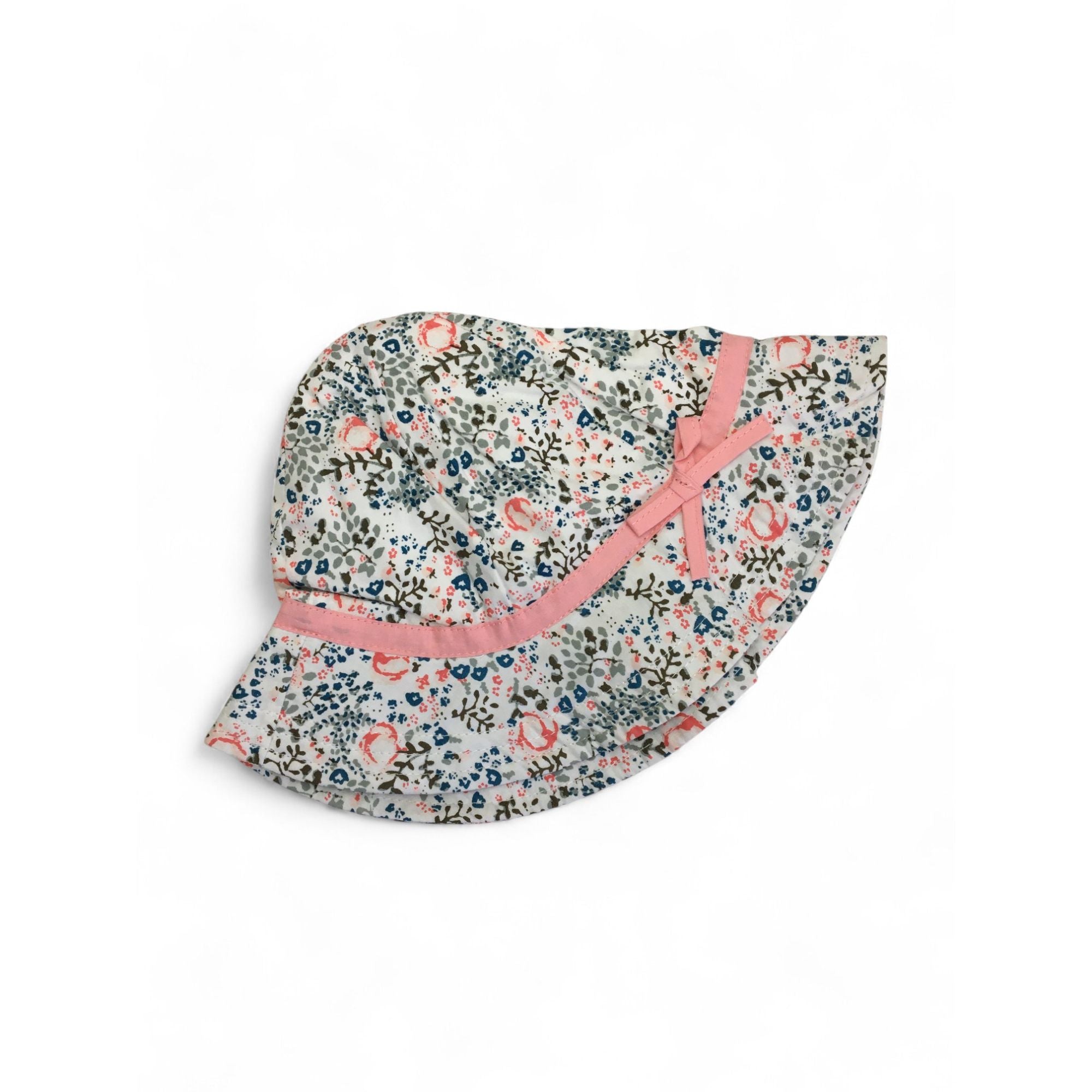 6-18M (48cm) White & Disty Floral Sun Hat - Emmy & Belle