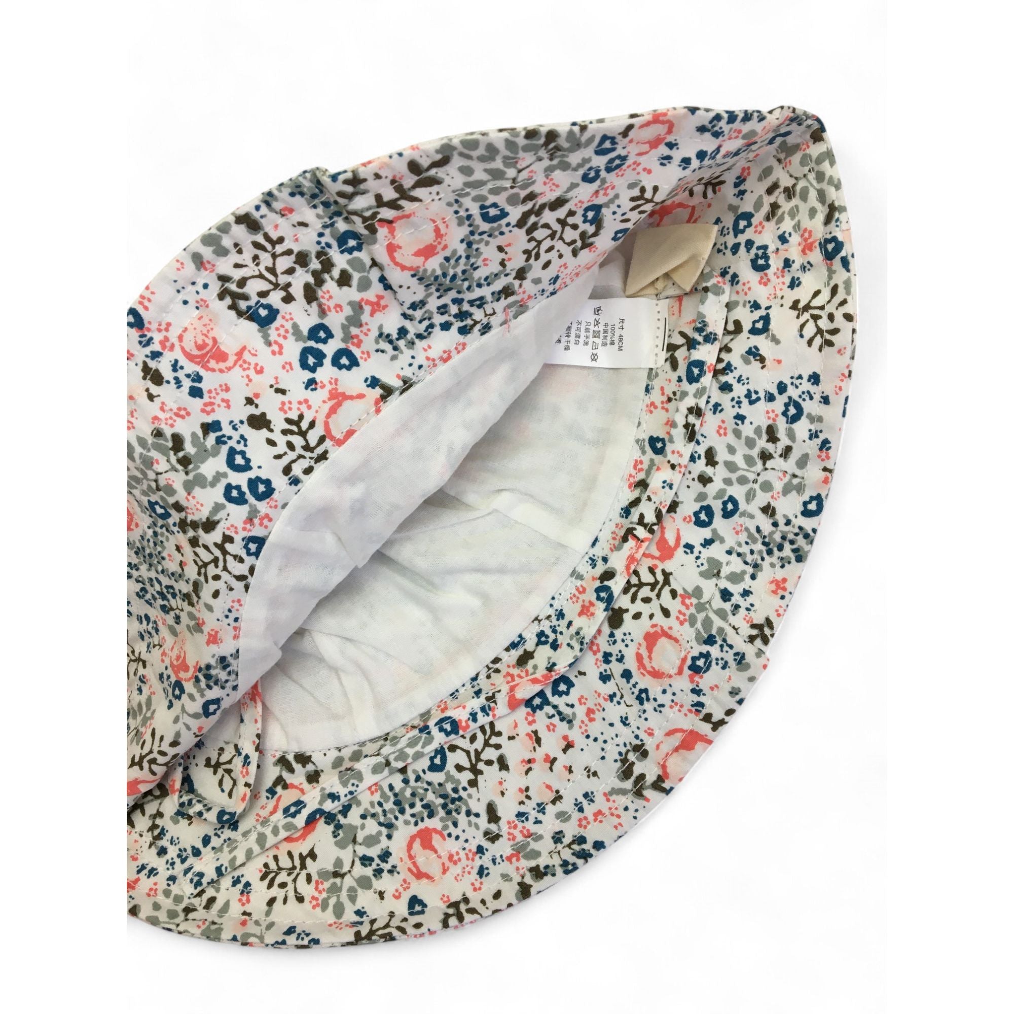 6-18M (48cm) White & Disty Floral Sun Hat - Emmy & Belle