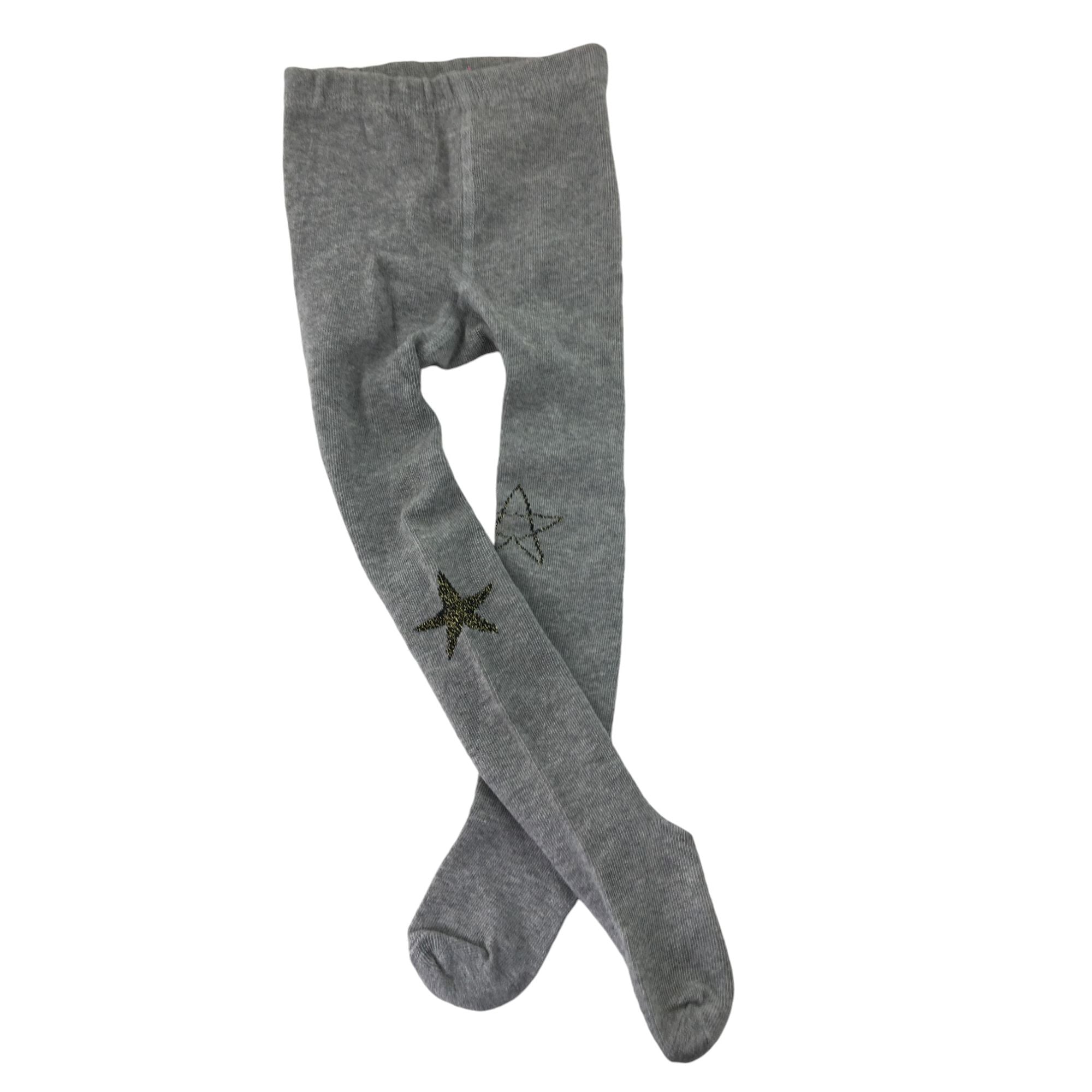 0-3Y Grey & Gold Star Knit Stockings - Emmy & Belle