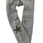 4-7Y Grey & Gold Star Knit Stockings - Emmy & Belle