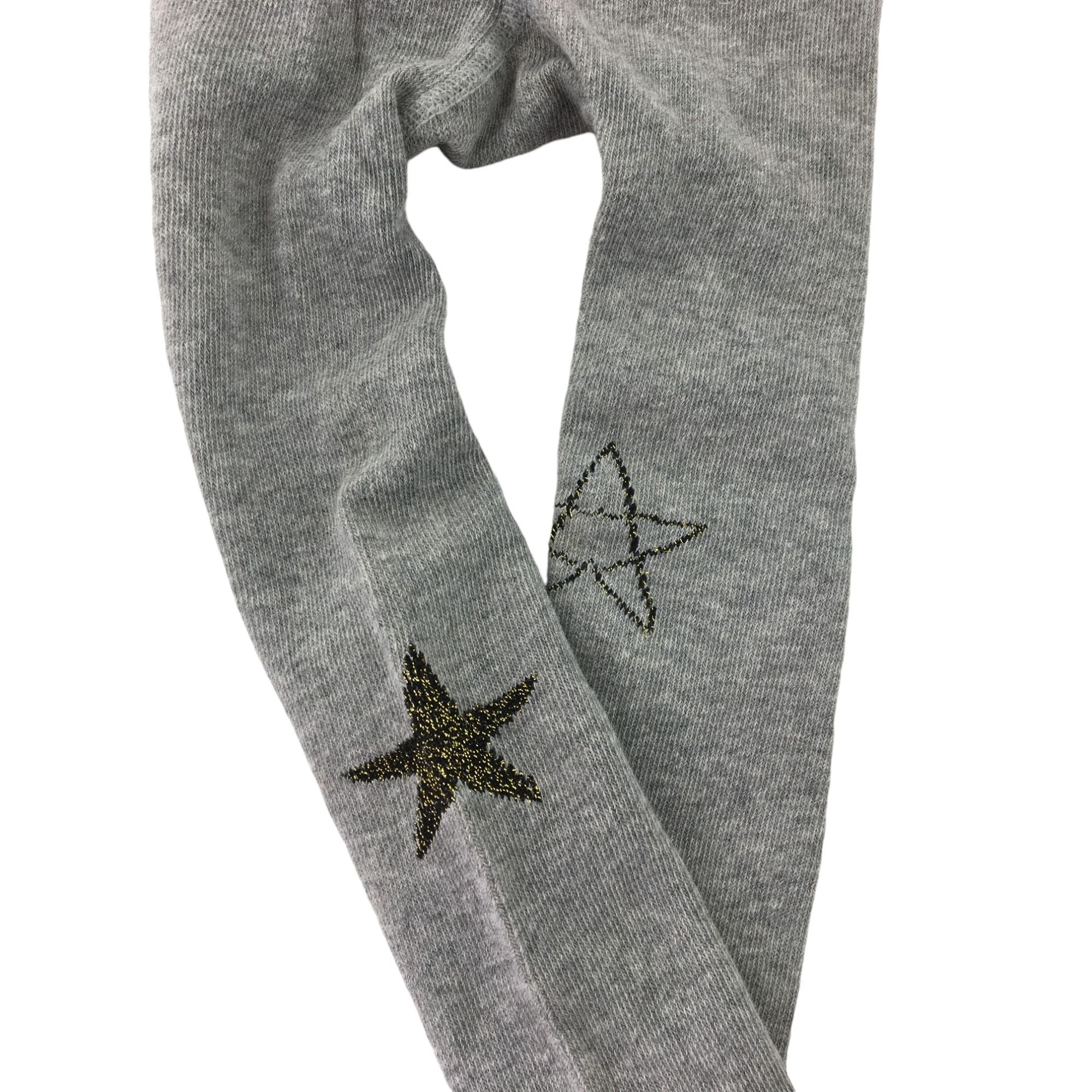 4-7Y Grey & Gold Star Knit Stockings - Emmy & Belle
