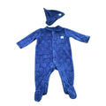 Newborn Dark Blue Star Embossed Velour Onesie & Beanie - St Bernard
