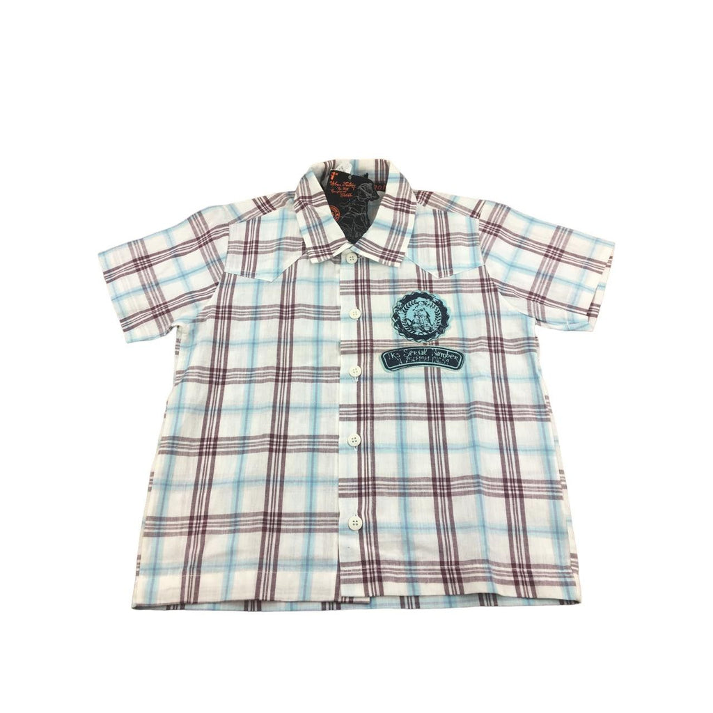 4Y White, Blue & Maroon Plaid Button Shirt - Tholokko