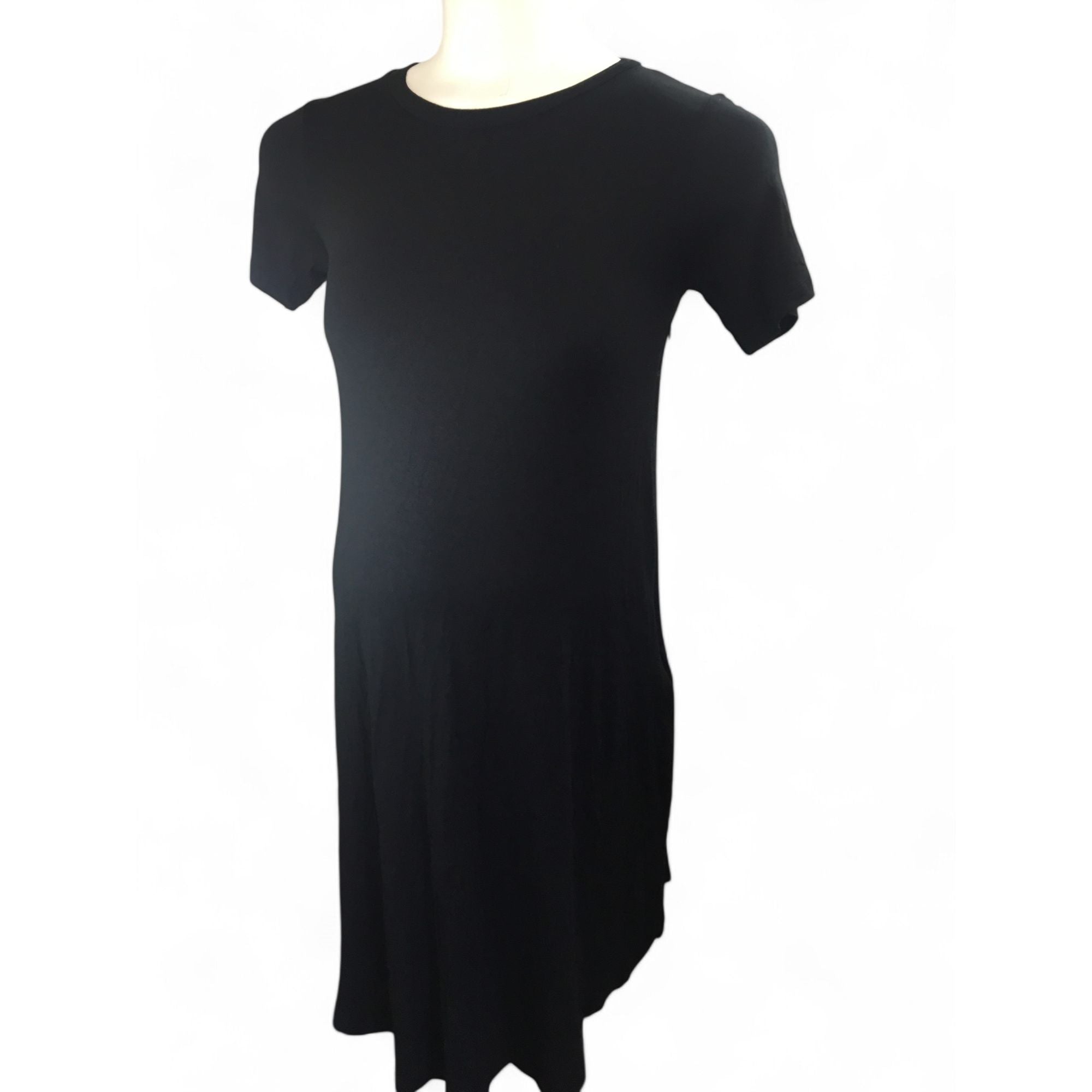 Small - Black Maternity & Nursing T Shirt Dress - Momsy