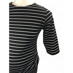 Medium - Black & White Stripe Maternity Bodycon Dress - Cherry Melon