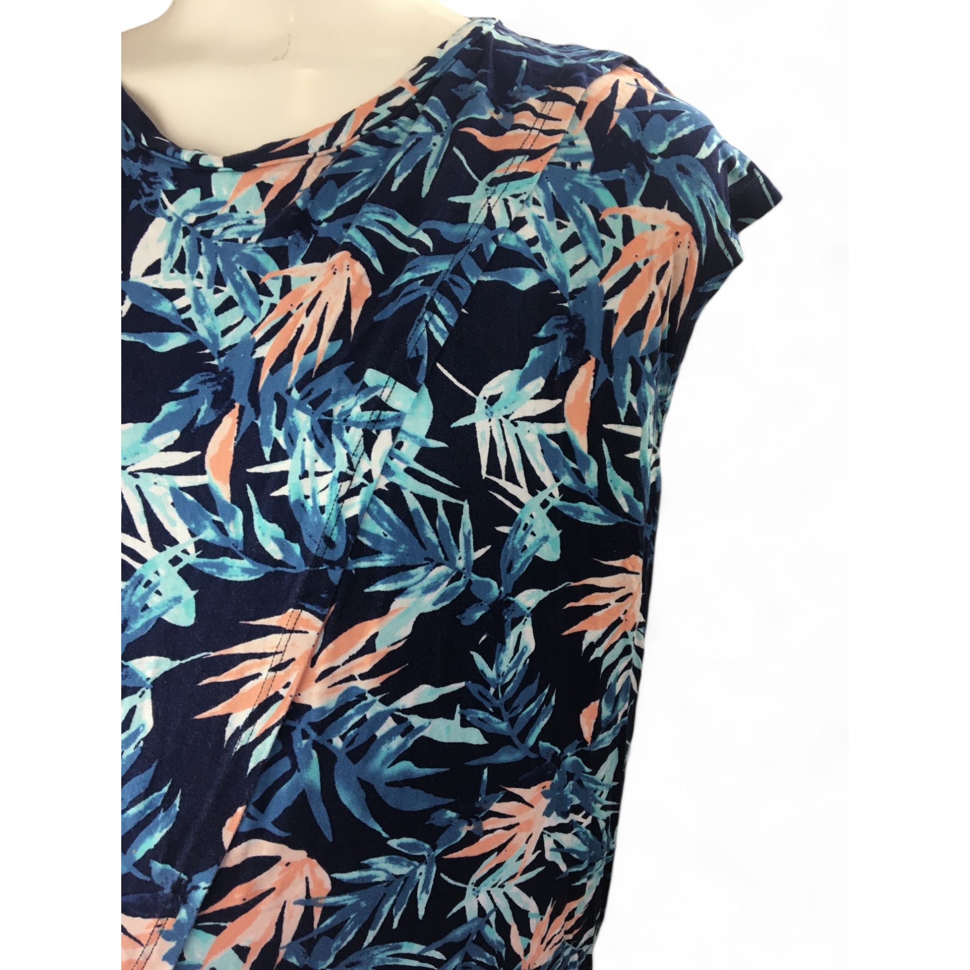 Large - Navy & Coral Maternity & Nursing Tulip Top - Cherry Melon