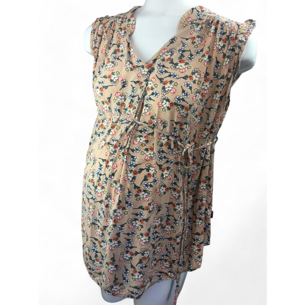 Size 34 - Peach Floral Maternity Blouse - Cherry Melon