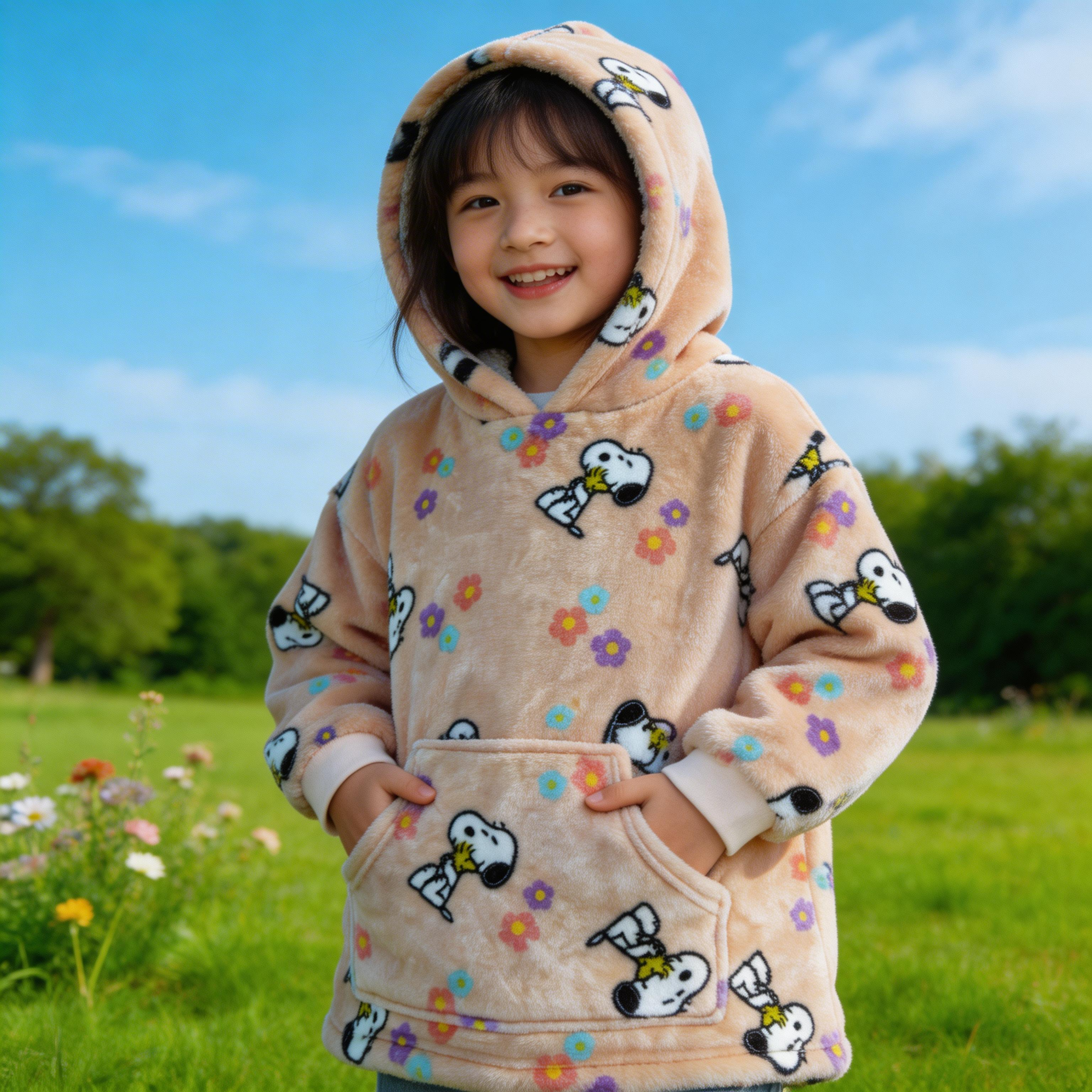 4-6 Peach Snoopy extra warm fleece hoody - Cotton On