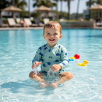 6-12M Green & blue Turtle Boys Swimsuit - Cotton On
