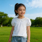 4-6Y Classic Crochet collar white top - H & M