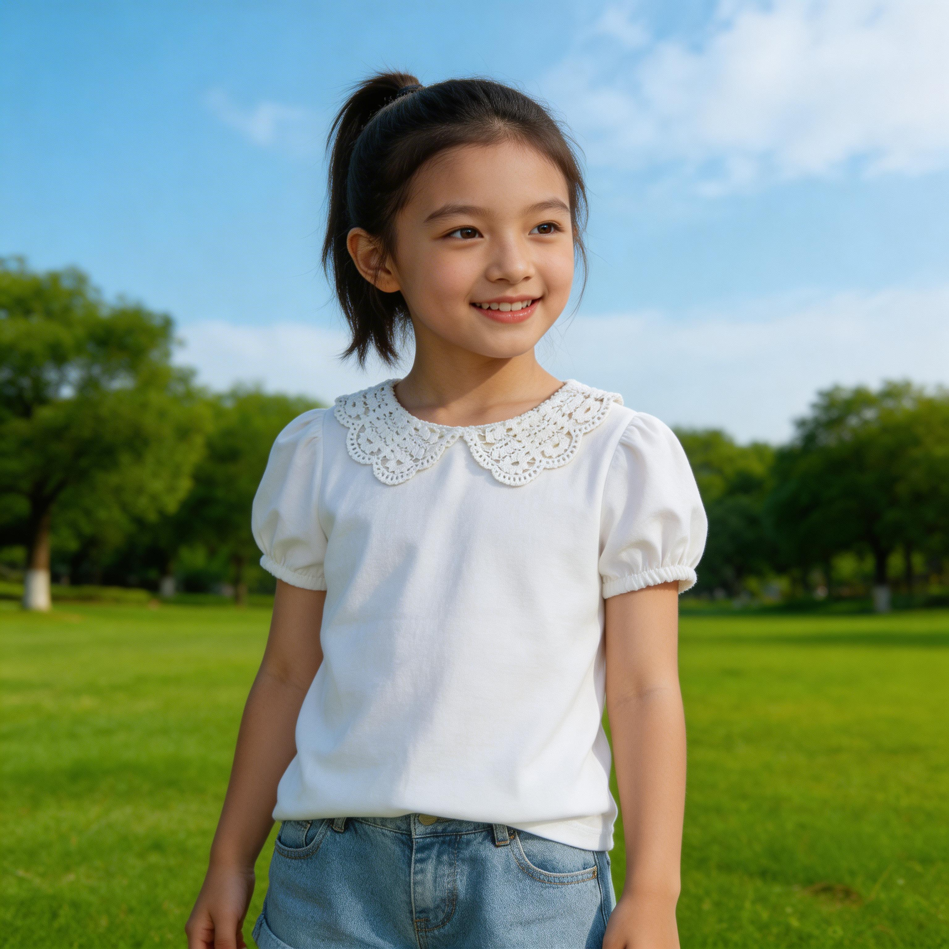 4-6Y Classic Crochet collar white top - H & M