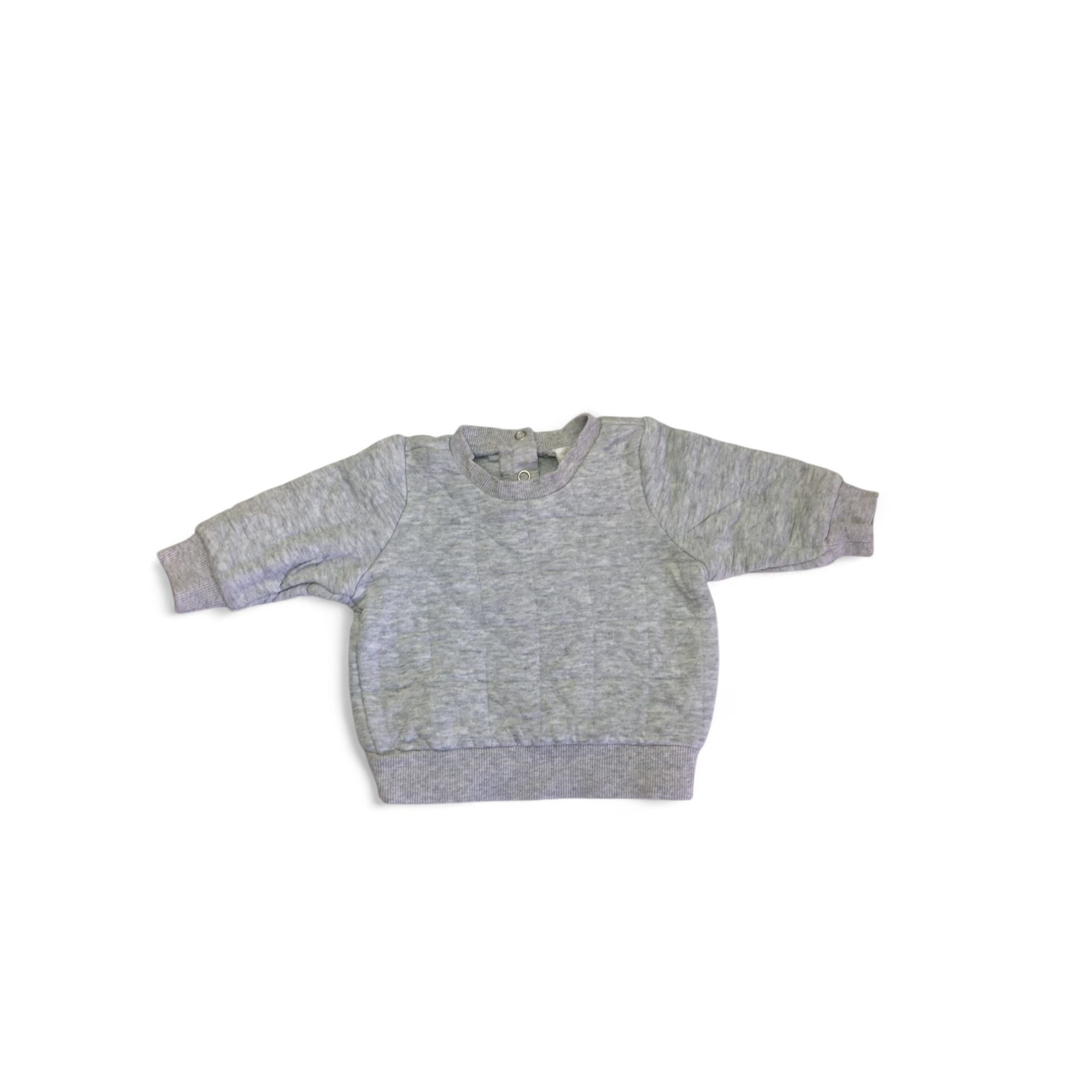 0-3M Light Grey Melange Quilted Sweater - Cotton On