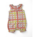 0-3M Peach & Yellow Frill Detail Check Romper - Cuddlesome