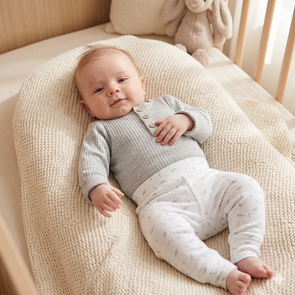 3-6M 2pc grey & white ribbed bodysuit & leggings - Cotton Road