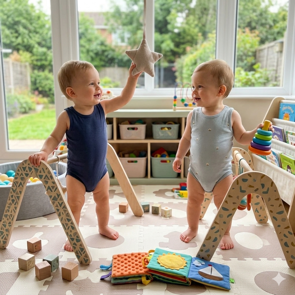 6-12M 2pc Blue Sleeveless bodysuit - H & M