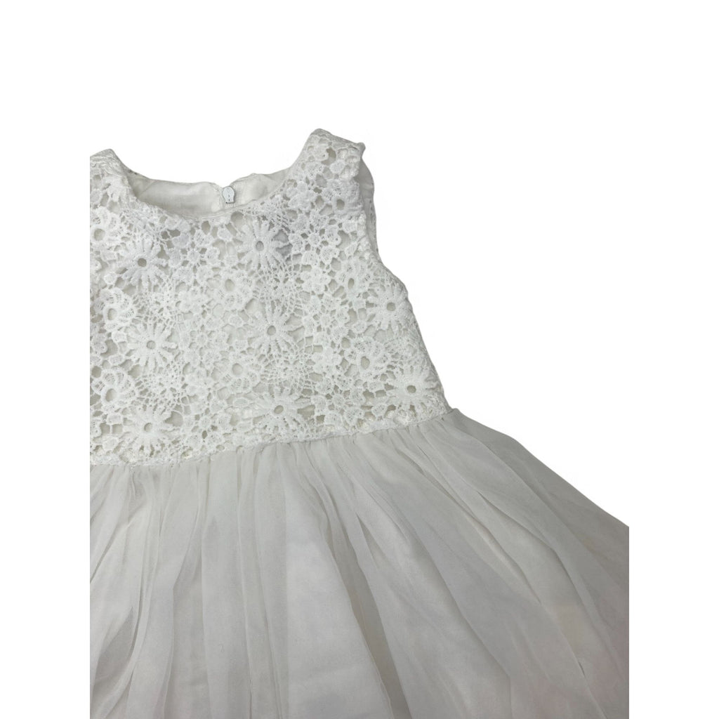 3-6M White Crochet Lace & Tulle Dress - Jet