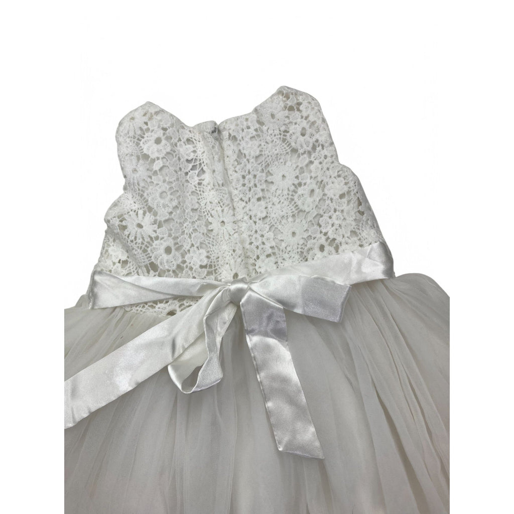 3-6M White Crochet Lace & Tulle Dress - Jet