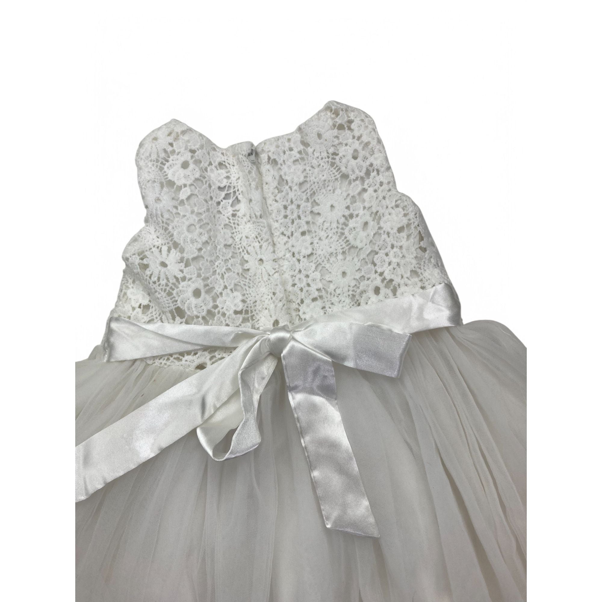 3-6M White Crochet Lace & Tulle Dress - Jet