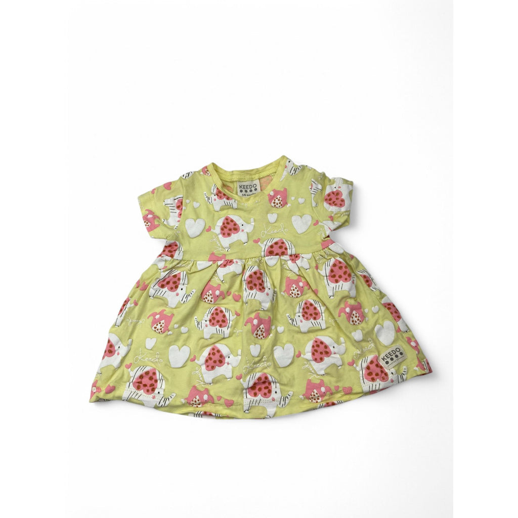 3-6M Lemon Yellow & Pink Glitter Elephant Tunic - Keedo