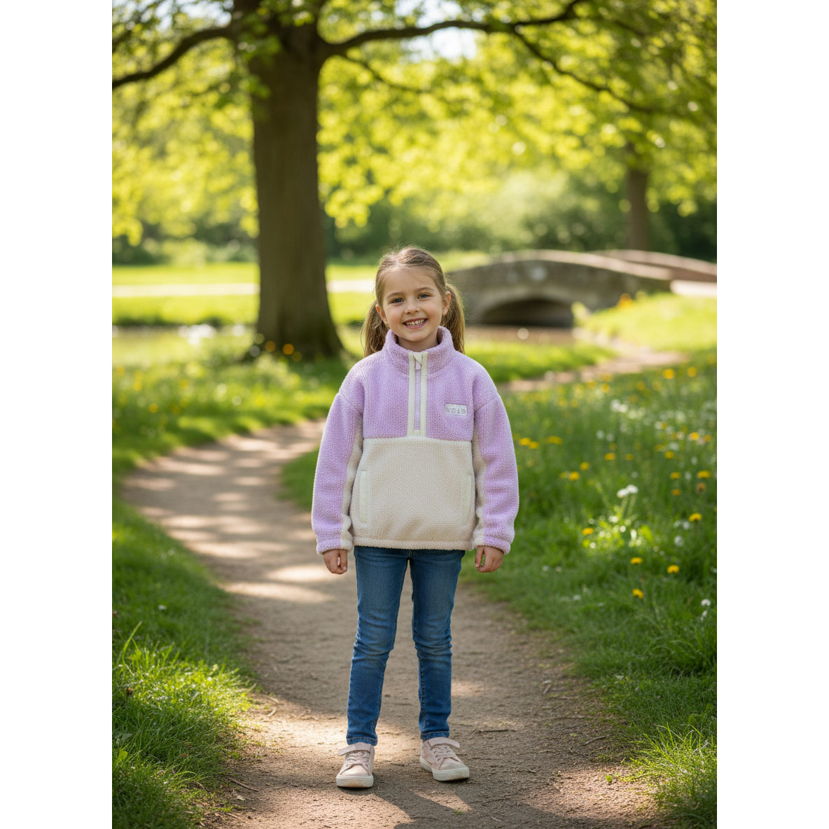 5-6Y Purple & pink teddy fleece jacket - Country road
