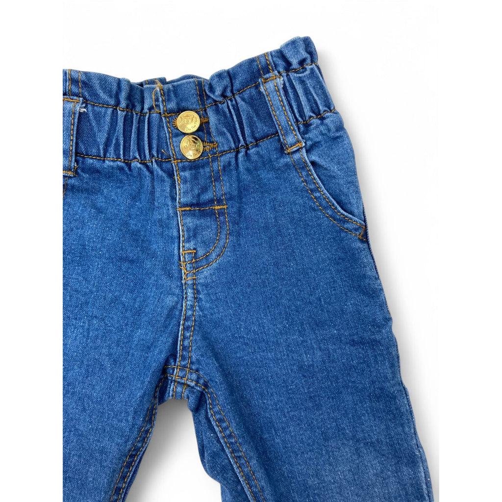 6-9M Blue High Waisted Paperbag Waist Jeans - OneTwoThree