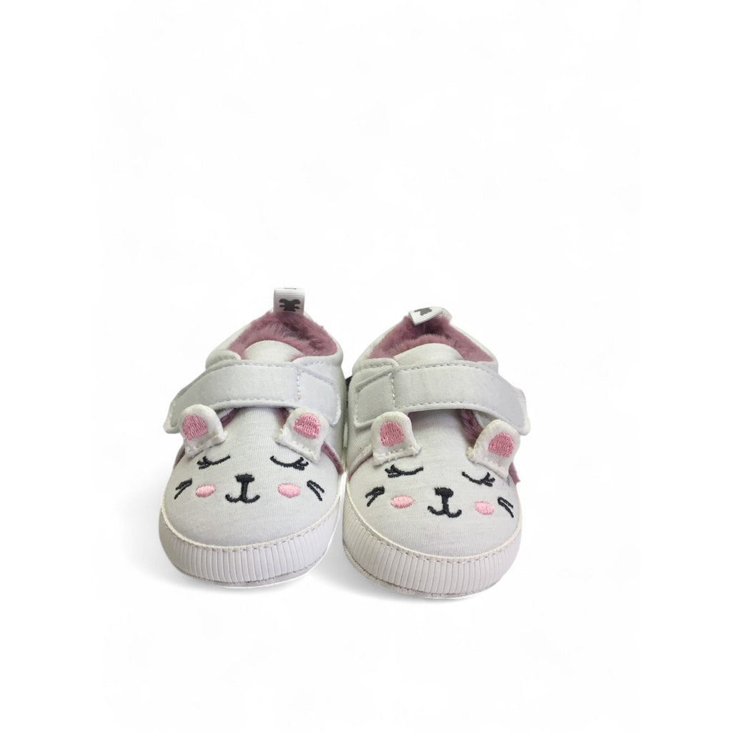 Size 2 - Light Grey & Mauve Fleece Lined Soft Sole Sneaker - Woolworths