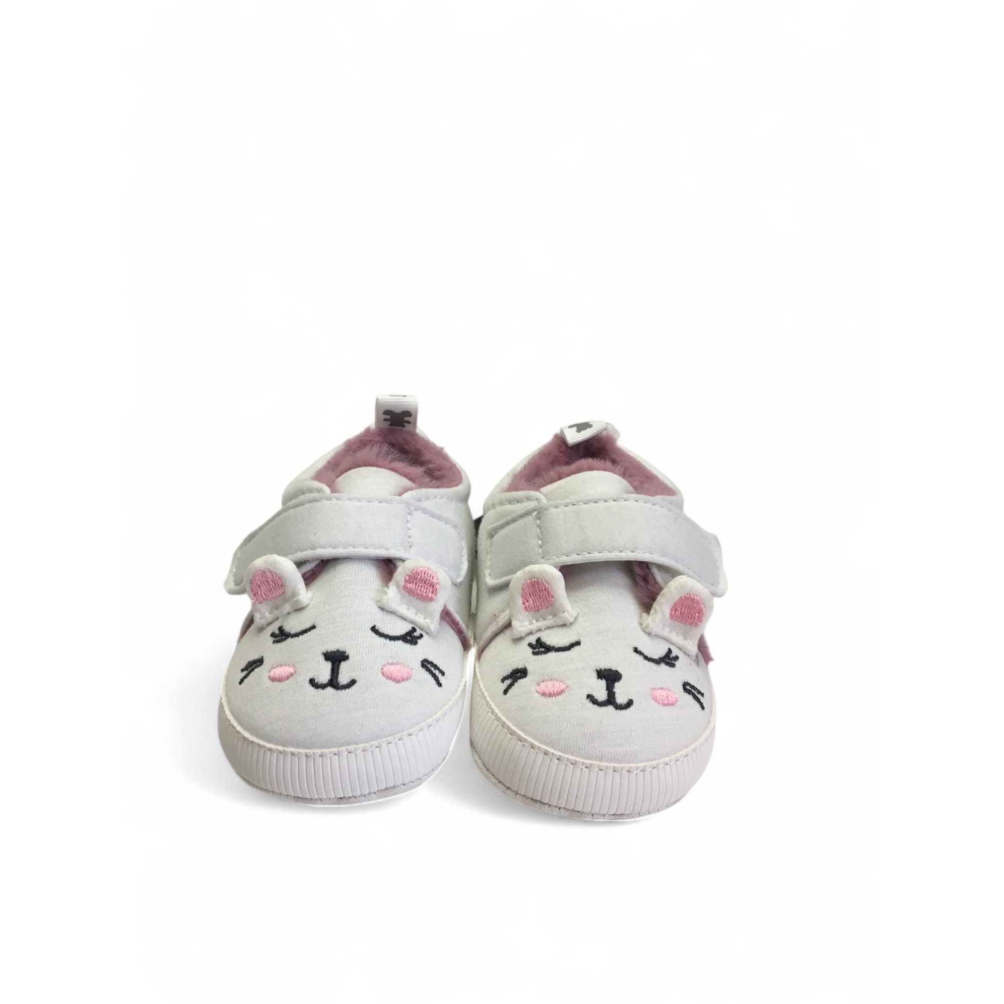 Size 2 - Light Grey & Mauve Fleece Lined Soft Sole Sneaker - Woolworths