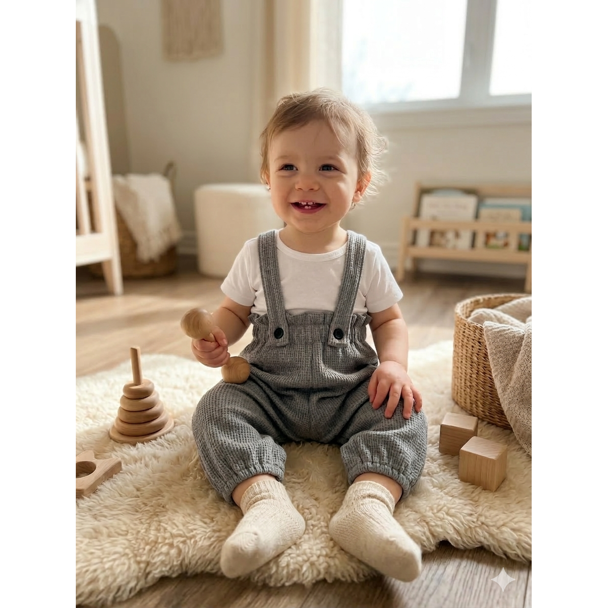 6-12M NEW grey suspender pants - Engepapa