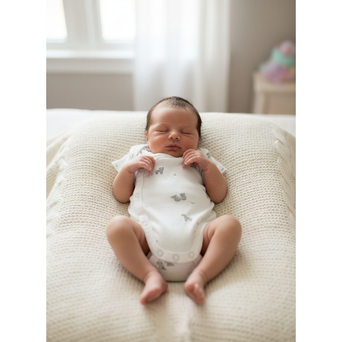 0-1M Bodysuit with animals grey & White - H & M