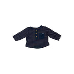 1-3M Navy Blue & Tan Stripe Henley Top - Woolworths