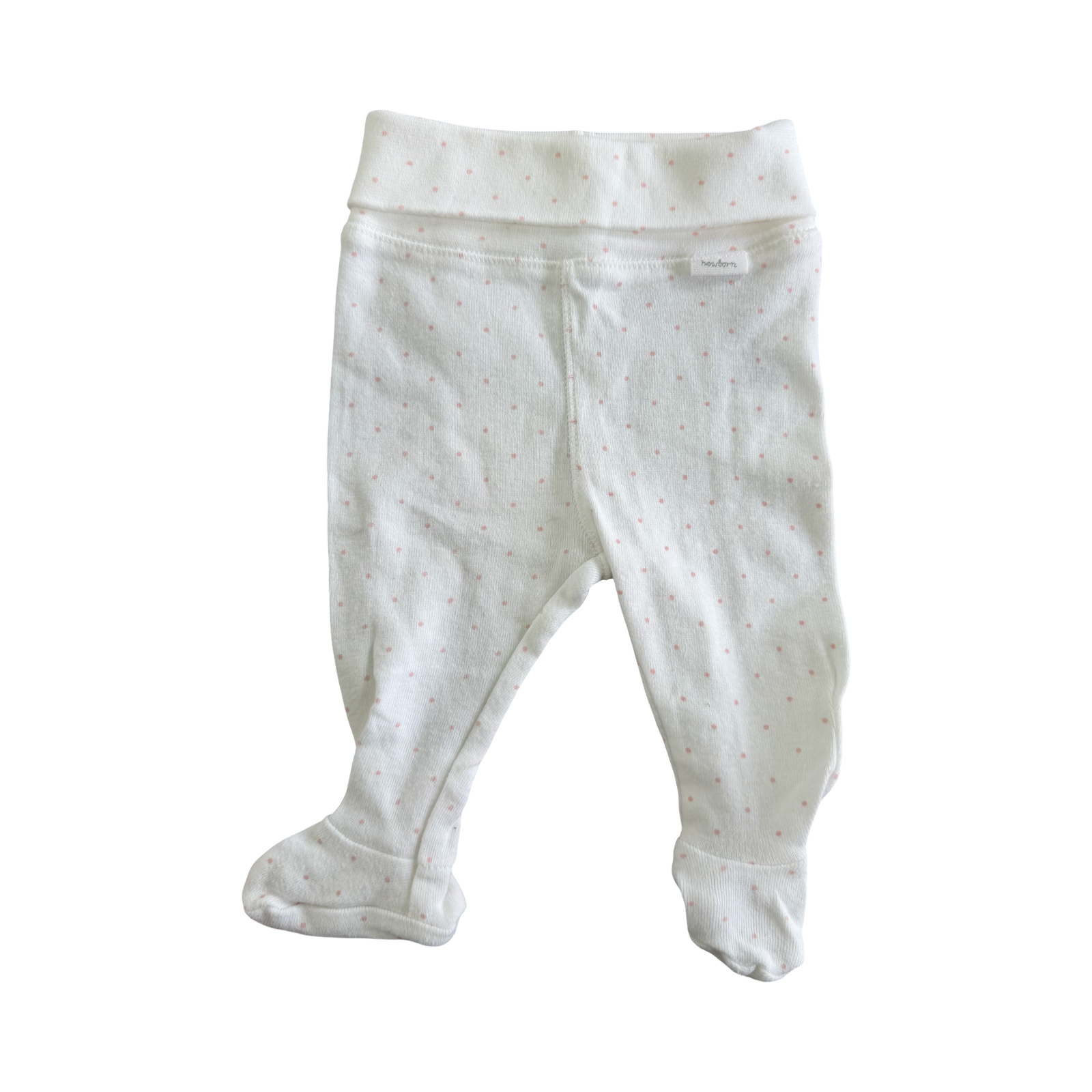 Newborn pink & white polkadot leggings - H & M