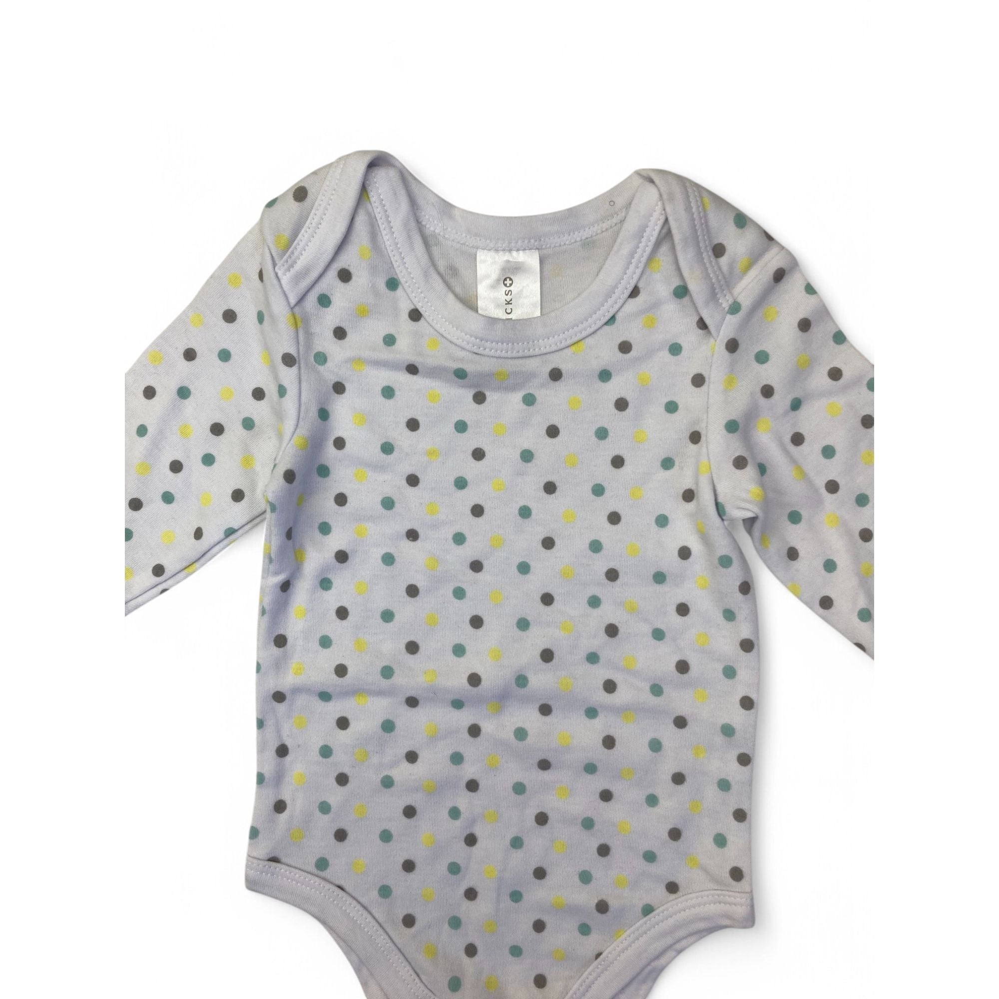 0-3M White Dotted Bodysuit - Clicks