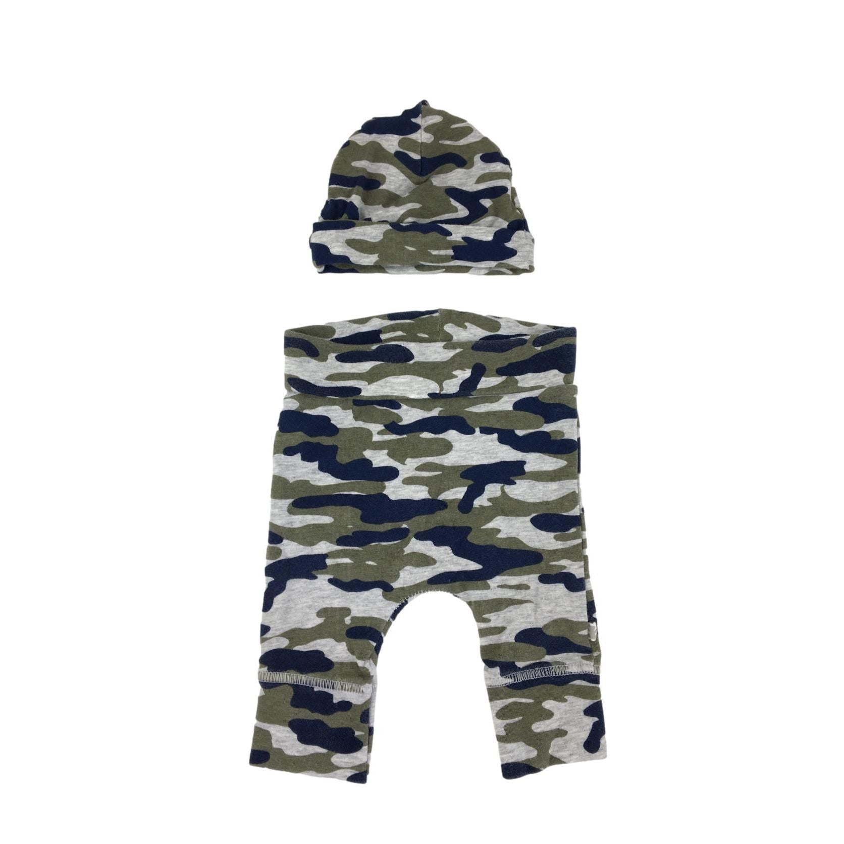 Newborn Green & Blue Camo Leggings & Beanie - Woolworths
