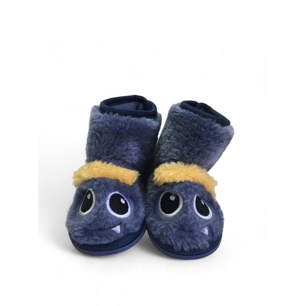 Size 1 - Blue Monster Fleece Slipper Boots - Little Hero