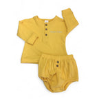 3-6M Yellow Waffle Henley Top & Shorts - Clicks