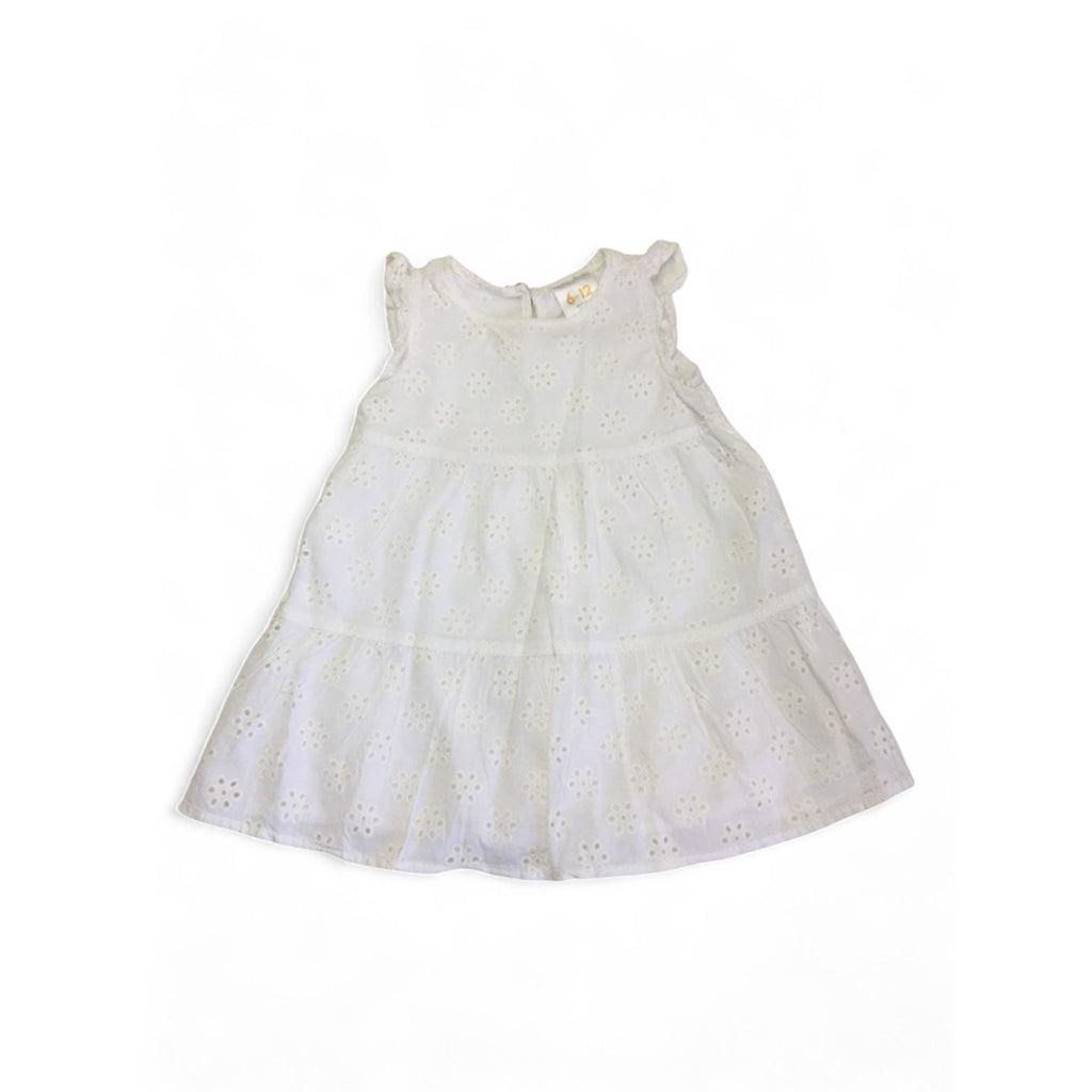 6-12M White Eyelet Cotton Dress - Cuddlesome