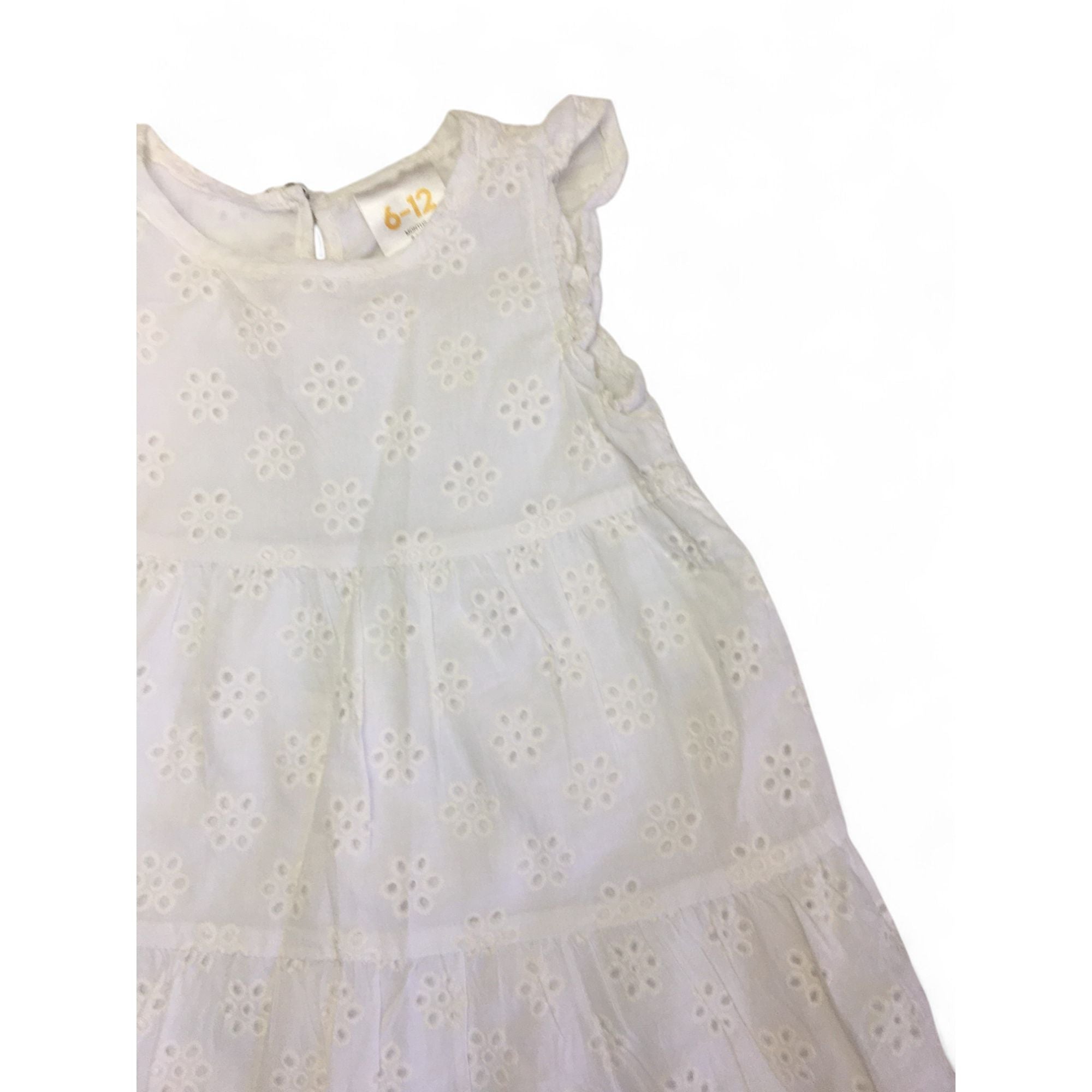 6-12M White Eyelet Cotton Dress - Cuddlesome