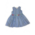 6-12M Blue & White Stripe Sleeveless Dress - Cuddlesome