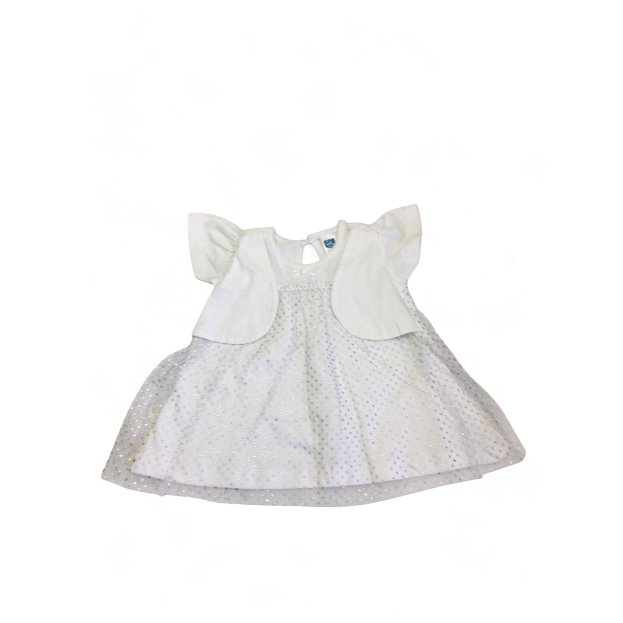 3-6M White & Silver Glitter Tunic Bolero Dress - Ackermans